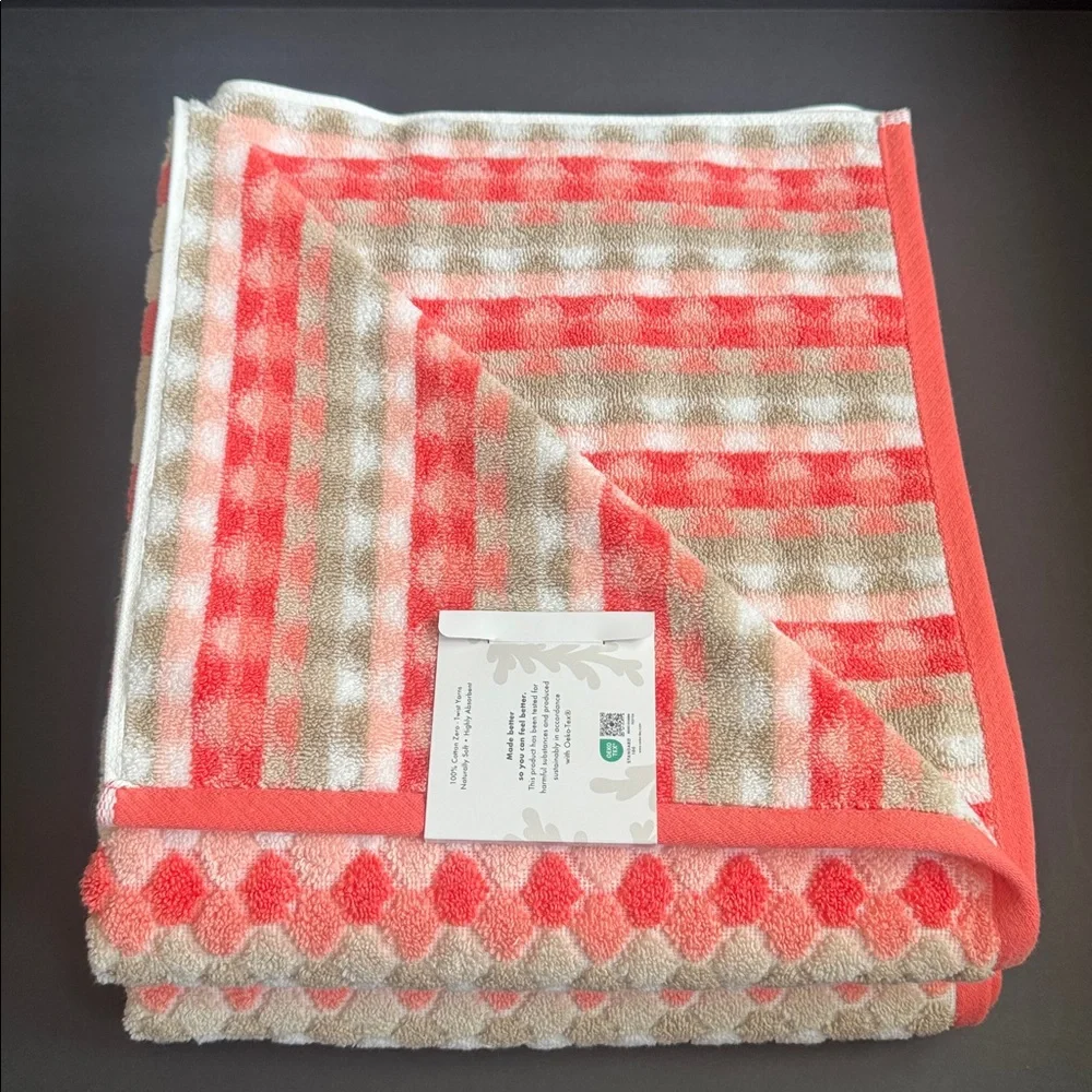 4pc CARO HOME 100% Cotton Geometric Pattern Bath Towel Set - Highly Absorbent